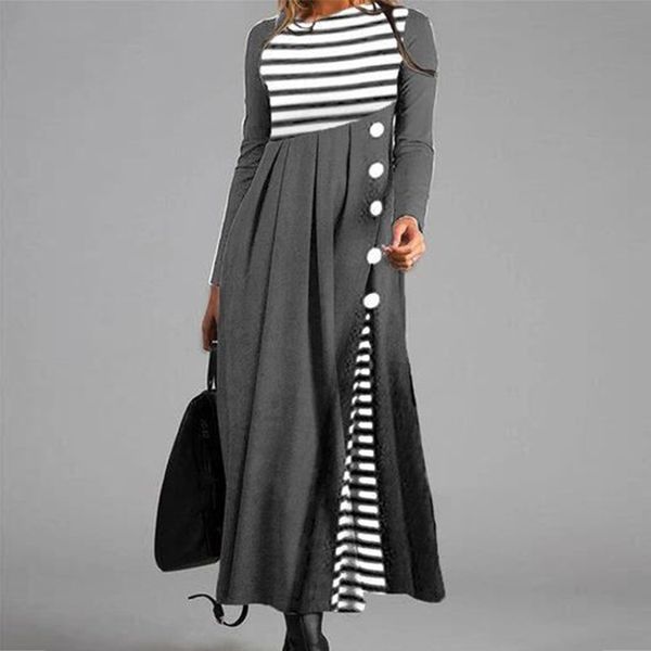 

2021autumn floral print patchwork long party dress women elegant v neck slim a-line dress 2021 winter retro long sleeve female dress, Black;gray