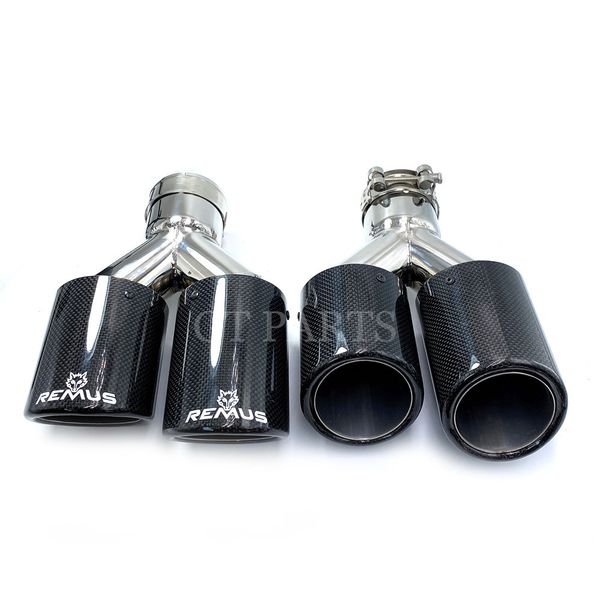 

car universal dual curly remus sport glossy carbon fiber exhaust muffler tips for bmw audi golf mazda