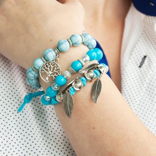 

charm bracelets daxi boho beads bracelet beaded braclets for women jewelry chakra bead braclet set with charms, Golden;silver