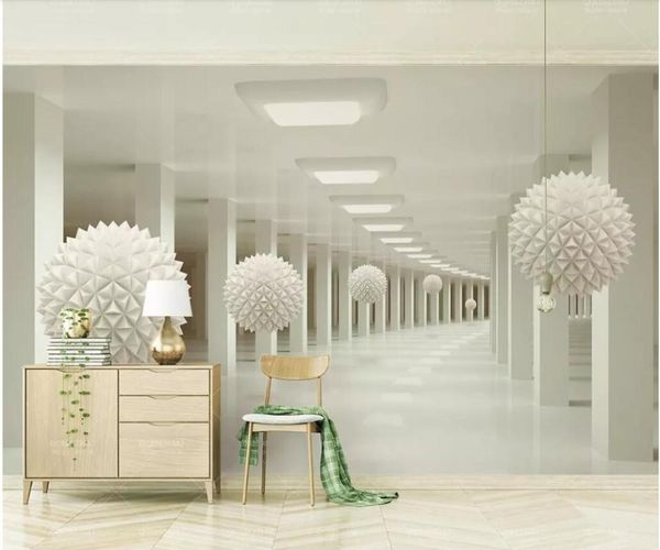 

wallpapers 3d wall papers home decor custom po abstract space corridor white sphere living room wallpaper for walls 3 d
