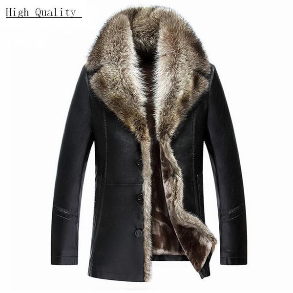 

men's fur & faux 2021 fashion mens leather jacket black brown business casual casacos 4xl wool liner jaqueta masculina inverno cj201