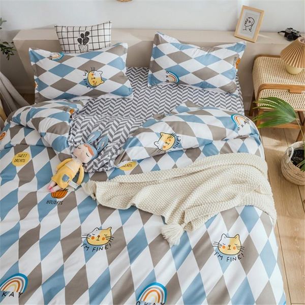 

bedding sets 2021 home duvet cover set super king bedclothes grey flat sheet adults 5 size bed ab side linens