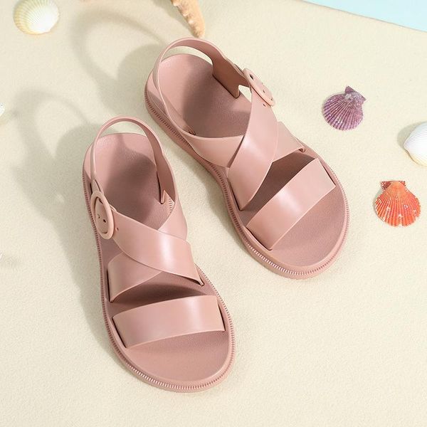 

sandals 2021 women summer flat gladiator buckle soft jelly female casual women's platform woman beach shoes, Black