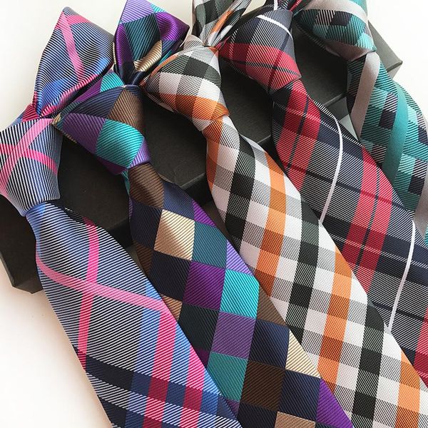 

Bow Ties Luxury Silk Jacquard 8 Cm Fashion Plaid Tie Suit Business Neck Corbatas Gravata Wedding Party Gift For Man, Black;gray