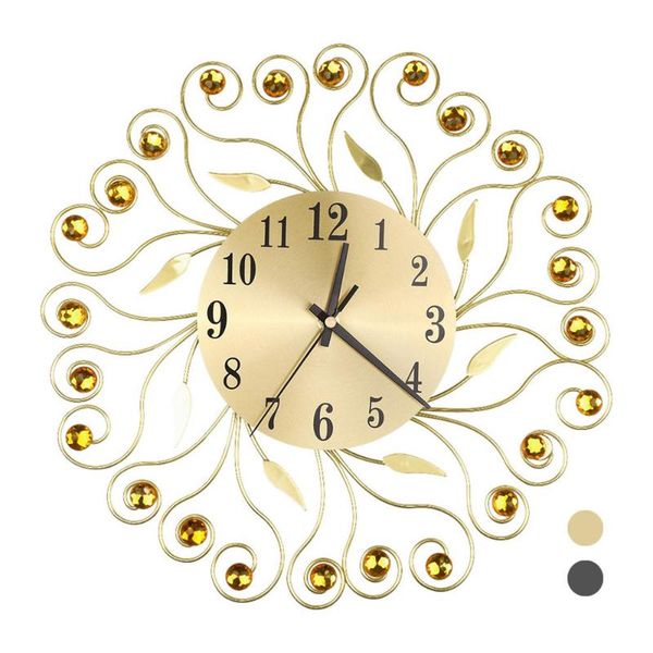 

wall clocks cross-border european-style retro iron mute clock creative decorative flower diamond set quartz hanging