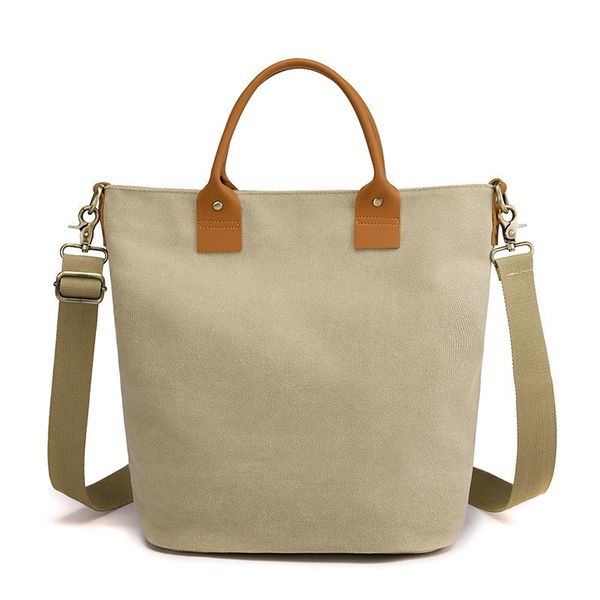 

evening bags khaki canvas bag multifunctional pu leather handle bucket handbag female women's casual totes for daily school shopping wo