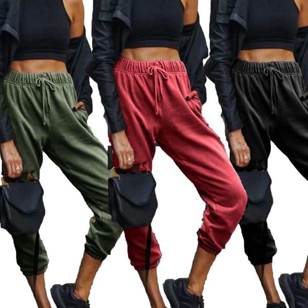 

autumn casual women harem pants high waist hip hop solid color loose plus size female running sport trousers women's & capris, Black;white