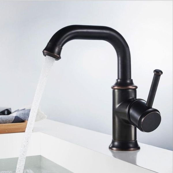 

bathroom sink faucets black oil brushed/gold/antique basin faucet single handle swivel mixer tap & cold water