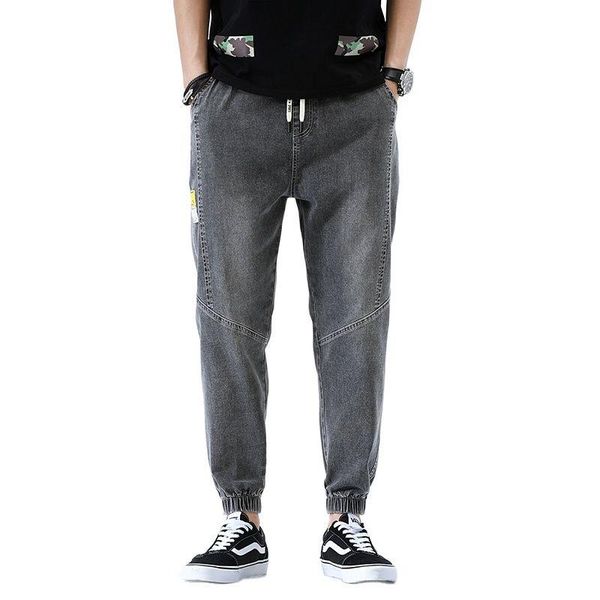 

men's jeans spring autumn elastic waist business fashion ankle pants straight regular stretch denim joggers trousers men, Blue