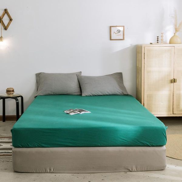 

washed cotton fitted sheet soft bed linen queen full double simple style health comfort mattress cover 160x200 180x200 wholesale sheets & se