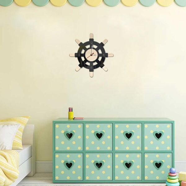 

1pc wall clock rudder shape design retro hanging withiut battery for home clocks