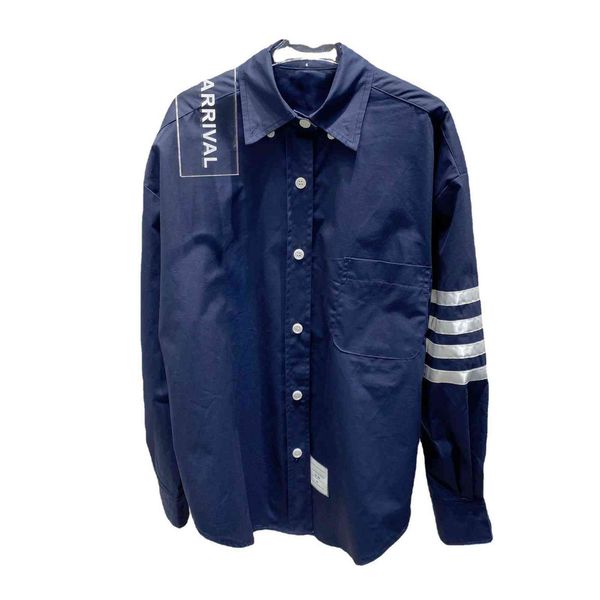 

tb oxford textile leisure shirt with four bars men's and wo same style couple wear 21 spring autumn casual cotton, Black
