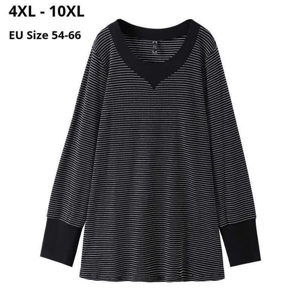 

women's polos polo plus size 10xl 8xl 6xl women spring autumn long sleeves t-shirts femme black white striped v neck a-line t shirt fo
