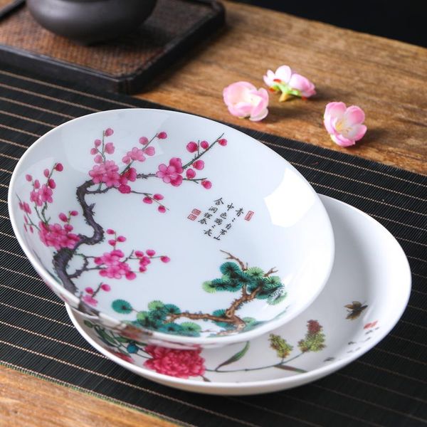 

dishes & plates 8inch jingdezhen ceramic dinner plate chinese bone china round fruit cake snack tray kitchen porcelain utensils gift