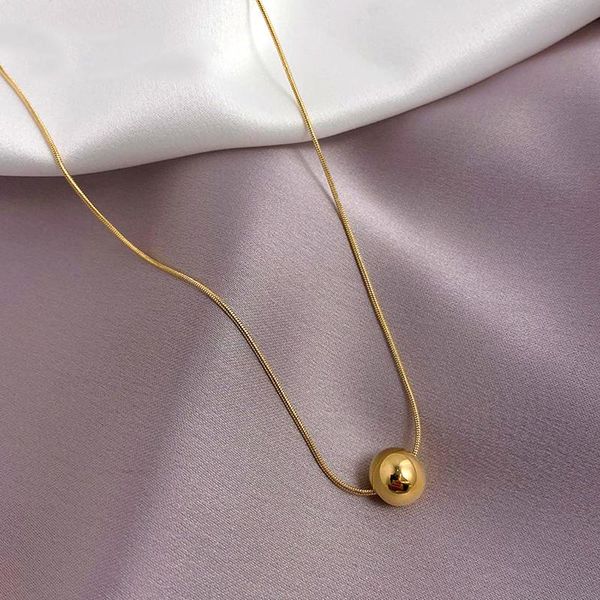

pendant necklaces simple exquisite golden round shape spherical chain necklace for women gril temperament jewelry party gift, Silver