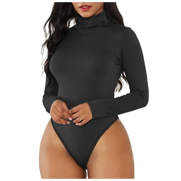 

women's jumpsuits & rompers bodysuit women long sleeve turtleneck casual spring winter body skinny slim jumpsuit 2021 bodysuits st, Black;white