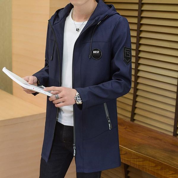 

men's jackets casual mens windbreaker long trench coat for men spring autumn clothes 2021, Black;brown