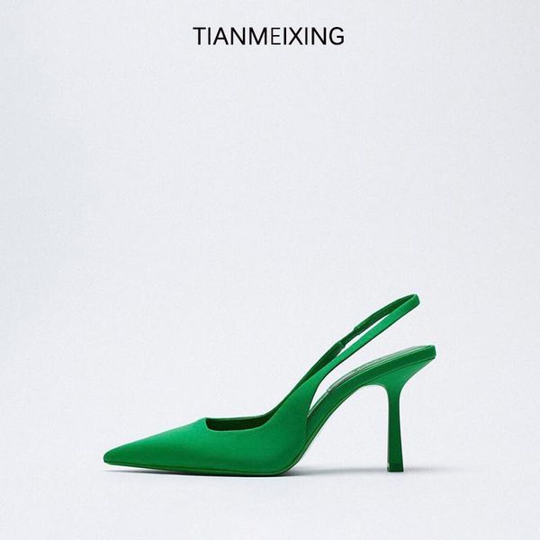

dress shoes 2021 summer women's closed toe green single stiletto heel mid-heeled fashion sandals with hollow pointed women, Black