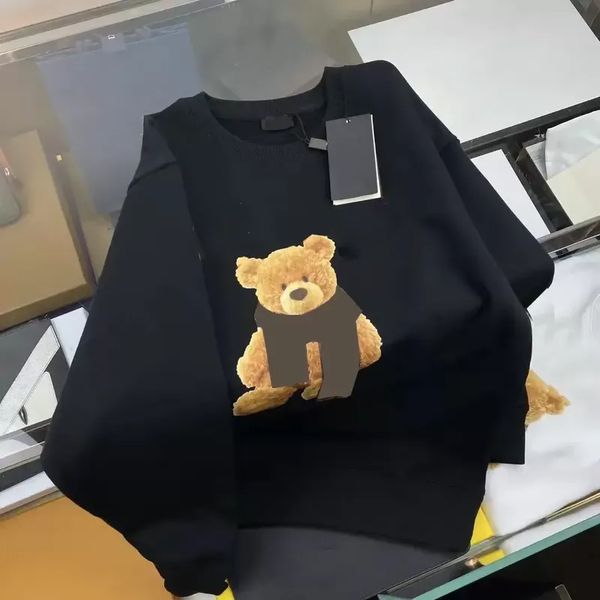 

mens designer sweatshirt casual womens hoodie classical shirts round neck terry hoodies with bears patters pullover sweaters, White;black