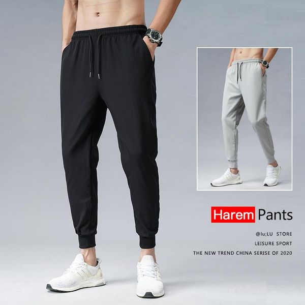 

pants men streetwear hip hop mens joggers casual harem ankle length trousers elasti 901 men's, Black
