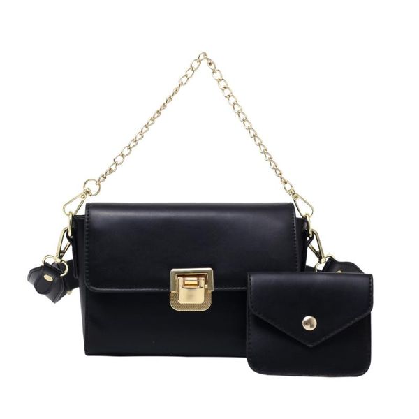 

evening bags 2 pcs/set small trends women's pu leather flap crossbody bag 2021 summer simple retro chain shoulder purses and handbags