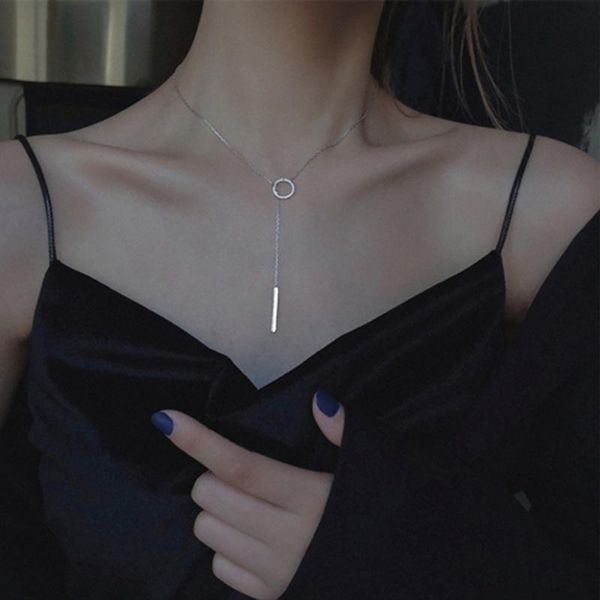 

pendant necklaces 2021 trend elegant jewelry crystal circle necklace golden color unquie women fashion wholesale, Silver