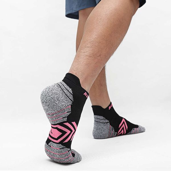 

short tube running socks towel bottom men's track field, Black