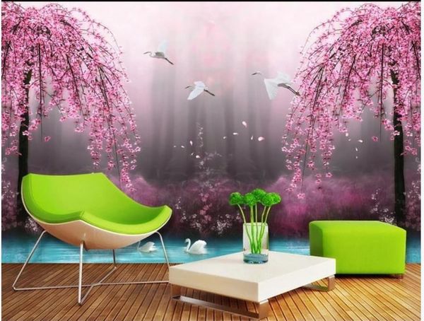 

wallpapers custom po wallpaper for walls 3 d mural hd fantasy wonderland peach blossom forest 3d tv background wall painting