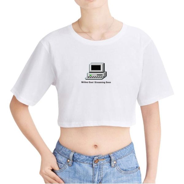 

women's t-shirt wilbur soot 2d high street hip-hop summer cartoon print casual harajuku young style crop females t-shirts, White