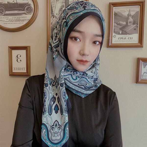 

scarves china 2021 model wool floral dubai arab hijab muslim women, Blue;gray