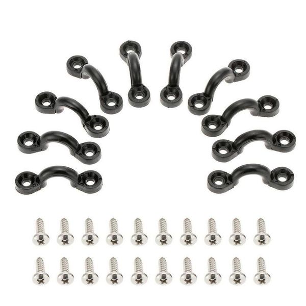 

rafts/inflatable boats 10pcs c-shaped nylon bungee tie down deck rope loops pad eyes with 20 screws boat kayak rigging kit accessories