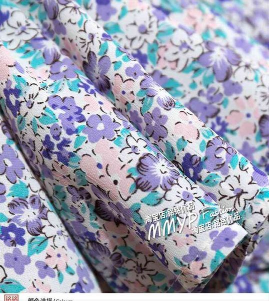 

split zipper chiffon small floral skirt female summer a-line mid-length high waist skirt flower half long thin, Black