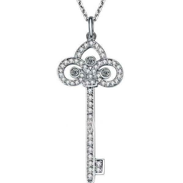 

key sweater chain for women's white gold necklace luxury niche design jewelry famous holiday gift t brand, Silver