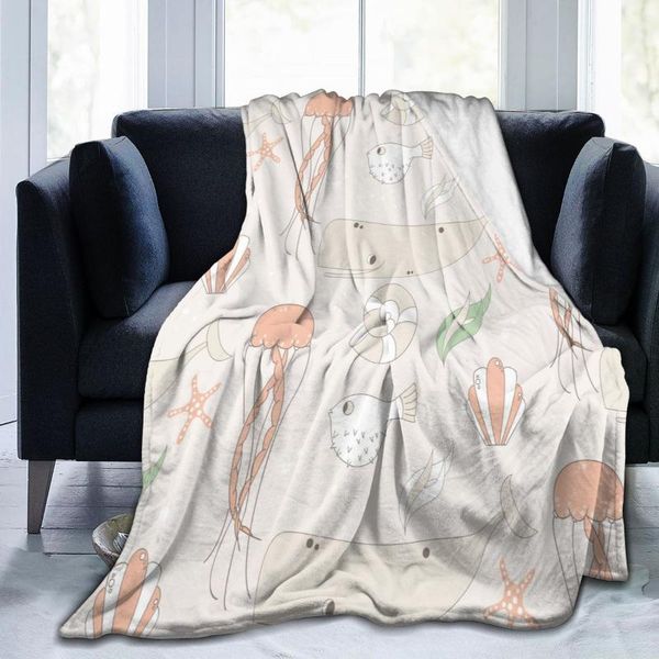 

blankets soft warm fleece blanket cute sealife winter sofa plaid throw 3 size light thin mechanical wash flannel