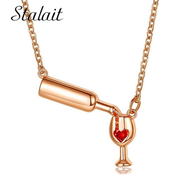 

pendant necklaces creative design wine bottle necklace female personality love goblet clavicle chain jewelry, Silver
