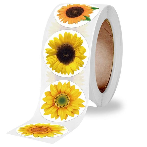 

wall stickers sunflower labels thank you round sticker envelope sealing decals for business shop wrapping decoration supplies