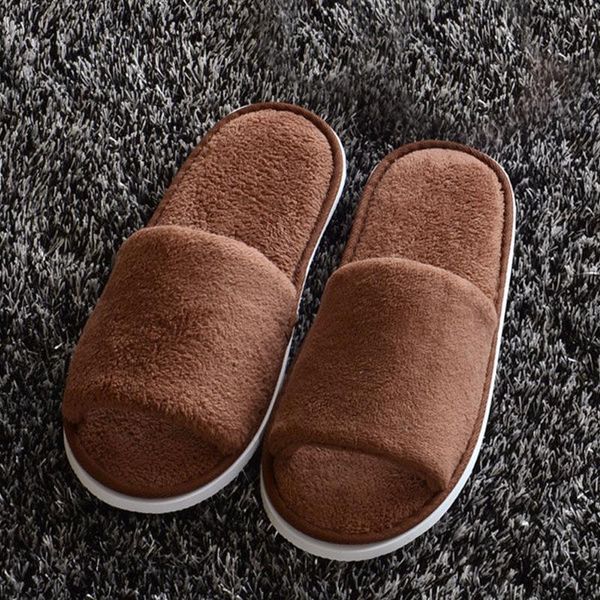 

coral velvet slippers non-disposable home hospitality classic skin-friendly flip flop korean simple style indoor, Black