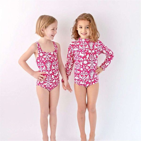 

children's suit children's ins long sleeve sunscreen swimsuit girl's one piece bikini, Black