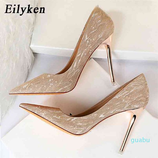 

women pumps high heels shoes pointed toe female glitter woman wedding gold silver femme, Black