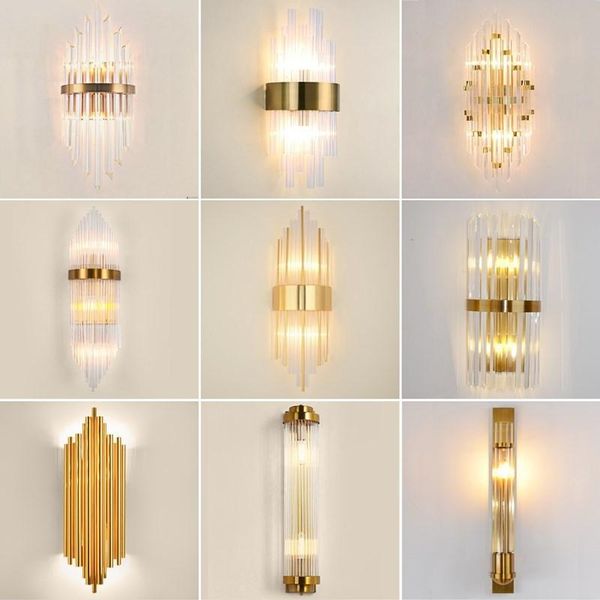 

modern led crystal bedroom light wall lights luminaire lampada camera espelho living room lamp