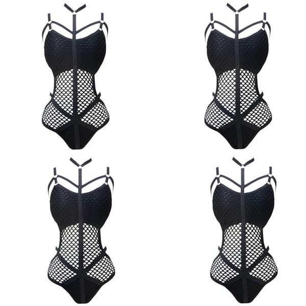 

black sheer knit net mesh women swimwear one piece swimsuit female bather bathing suit swim halter women's, White;black