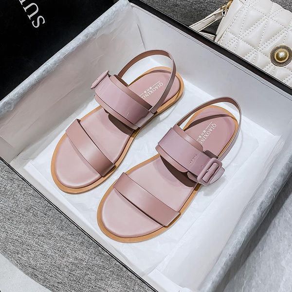 

sandals summer women casual shoes slippers rome retro thick bottom open toe beach slip on buckle design size 35-43, Black