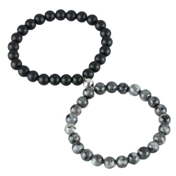 

beaded, strands attractive magnet buckle 8mm stone bead bracelet 2021, Black