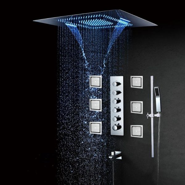 

big massage shower systems 304 stainless steel rainfall showerhead led set with slide bar bathroom spa sets