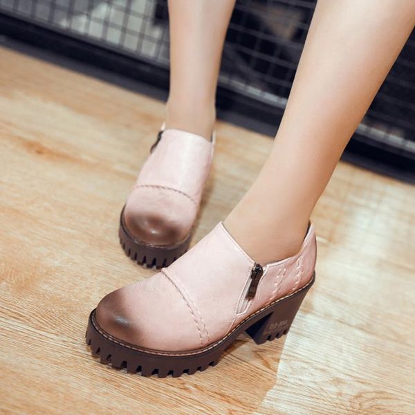 

dress shoes karin brand design large size 43 women pumps square heel round toe zipper med platform spring/autumn casual, Black