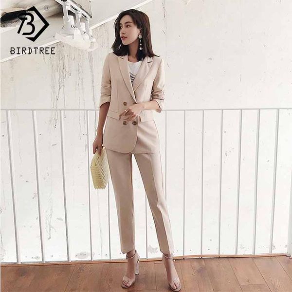 

women's suits & blazers solid blazer long sleeve double breasted notched zipper pockets pants office lady 2021 spring s91504j, White;black