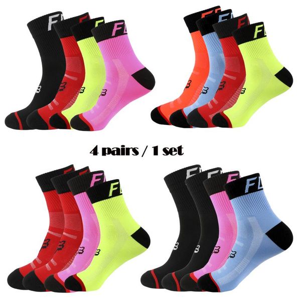 

sports socks 4 pairs compression women soccer men cycling basketball woman running, Black