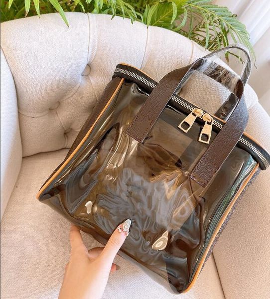 

pvc jelly wholesale cosmetic bag luxury designer women big travel organizer tote shoulder bags for storage wash make up purse double zipper
