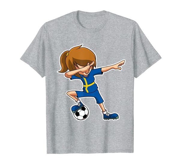 

dabbing soccer girl sweden jersey, swedish kids dab gifts t-shirt, White;black