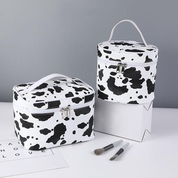 

cosmetic bags & cases 7type cow pattern women's bag pu leather waterproof zipper make up travel toiletry makeup organizer beauty case